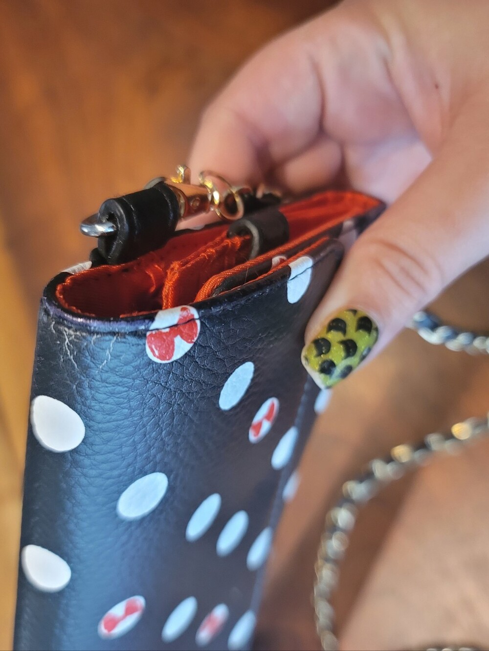 Disney Minnie Mouse Black Polka Dot Crossbody Wallet - Picture 9 of 14